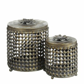 Decorative box Golden Iron 23 x 23 x 26 cm (2 Units) by BigBuy Home, Boxes - Ref: S8806059, Price: 40,46 €, Discount: %