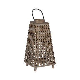 Farol Gris Bambú Cristal 30 x 30 x 56 cm de BigBuy Home, Candelabros y portavelas - Ref: S8806103, Precio: 40,87 €, Descuento: %