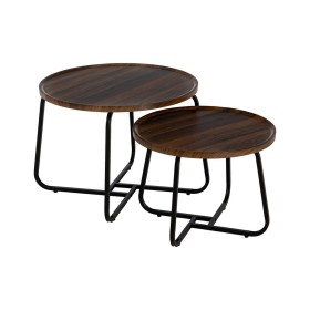 Mesa de Centro Castanho Preto Ferro Madeira MDF 50 x 50 x 38 cm de BigBuy Home, Jogos de móveis - Ref: S8806129, Preço: 60,77...