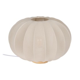 Lampe de bureau Beige Naturel Coton Bois Métal 60 W 220-240 V 40 x 40 x 28,5 cm de BigBuy Home, Lampes de chevet - Réf : S880...