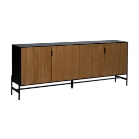 Buffet ORLEANS Noir Naturel Fer Bois MDF 204 x 40 x 81,5 cm de BigBuy Home, Buffets, crédences et vaisseliers - Réf : S880626...