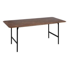 Tavolo da Pranzo LAGOM Nero Naturale Ferro Legno d'albero della gomma 180 x 80 x 76 cm di BigBuy Home, Tavoli da sala da pran...