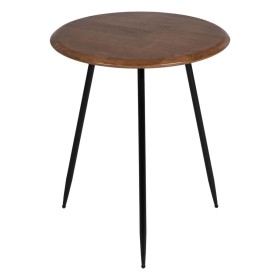 Mesa de apoio LAGOM Preto Bege Ferro Madeira da borracha 50 x 50 x 60 cm de BigBuy Home, Jogos de móveis - Ref: S8806425, Pre...