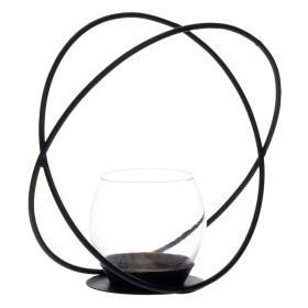 Bougeoir Noir Transparent Métal Verre | Tienda24 - Global Online Shop Tienda24.eu