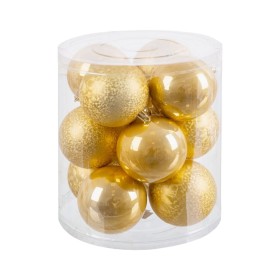 Boules de Noël Or Doré Plastique Ø 8 cm 19,5 X 19,5 X 22 CM (12 Unités) de BigBuy Home, Noël - Réf : S8806645, Prix : 11,97 €...