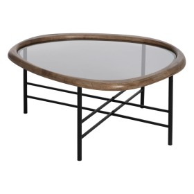 Table Basse Noir Naturel Verre Fer Bois d'hévéa 76 x 81 x 38 cm de BigBuy Home, Tables - Réf : S8806792, Prix : 143,61 €, Rem...