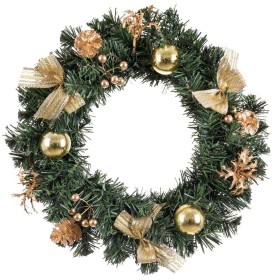 Corona de Navidad Oro Verde PVC Piñas 40 x 40 x 7 cm de BigBuy Home, Navidad - Ref: S8806939, Precio: 13,30 €, Descuento: %