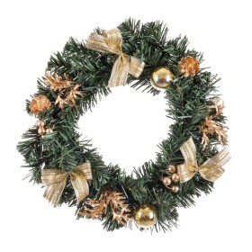 Corona de Navidad Oro Verde PVC Piñas 30 x 30 x 6 cm de BigBuy Home, Navidad - Ref: S8806940, Precio: 9,05 €, Descuento: %