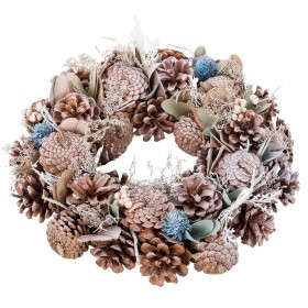 Couronne de Noël Bleu Blanc Ananas 30 x 8 x 30 cm de BigBuy Home, Noël - Réf : S8806998, Prix : 16,75 €, Remise : %