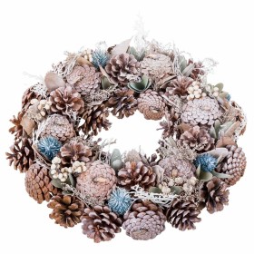 Couronne de Noël Bleu Blanc Ananas 36 x 9 x 36 cm de BigBuy Home, Noël - Réf : S8806999, Prix : 22,39 €, Remise : %