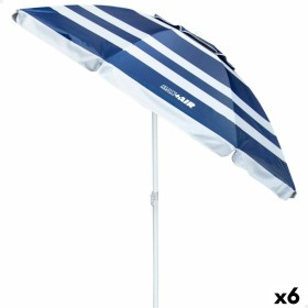 Parasol Aktive Bleu/Blanc Aluminium Acier 200 x 198 x 200 cm (6 Unités) de Aktive, Parasols - Réf : S8901083, Prix : 98,76 €,...