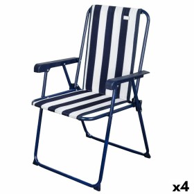 Folding Chair Aktive Striped White Navy Blue 43 x 85 x 47 cm (4 Units) by Aktive, Folding Chairs - Ref: S8901314, Price: 68,3...