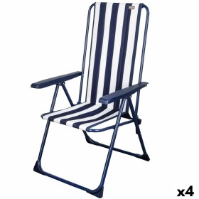 Sedia Pieghevole Aktive A strisce Bianco Blu Marino 46 x 101 x 59 cm (4 Unità) di Aktive, Sedie pieghevoli - Rif: S8901315, P...