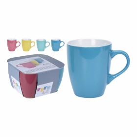 Piece Coffee Cup Set DKD Home Decor Blue White Metal Dolomite 260 ml 4 Pieces | Tienda24 Tienda24.eu