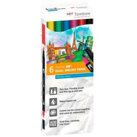 Rotuladores Tombow ABT-6C-1 Multicolor 0,8 mm Ponta dupla (6 Unidades) de Tombow, Marcadores de ponta fina - Ref: M0317173, P...