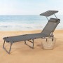 Sun-lounger Aktive Foldable Parasol Grey 193 x 30 x 53 cm | Tienda24 - Global Online Shop Tienda24.eu