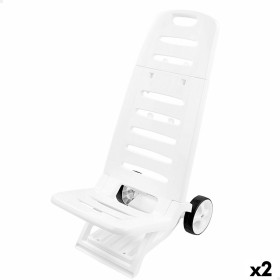 Beach Chair Aktive White Wheels 40 x 84 x 44 cm (2 Units) by Aktive, Folding Chairs - Ref: S8902387, Price: 63,48 €, Discount: %