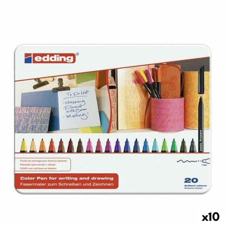 Set of Felt Tip Pens Edding 1200 Metal Box (10 Pieces) (10 Units) | Tienda24 Tienda24.eu