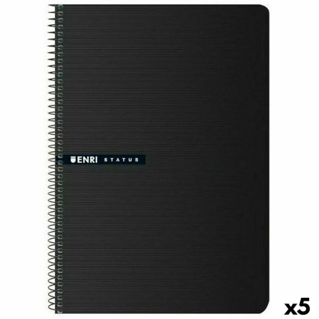 Notebook ENRI Status 100 Sheets A4 Black (5 Units) | Tienda24 Tienda24.eu