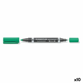 Marcatore permanente Staedtler Lumocolor Duo Verde (10 Unità)