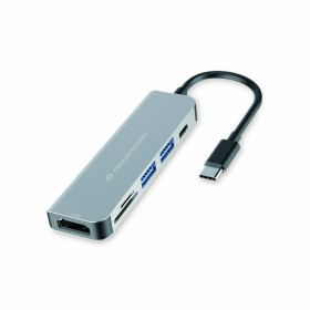 Hub USB-C Urban Factory MHC55UF Cinzento | Tienda24 Tienda24.eu