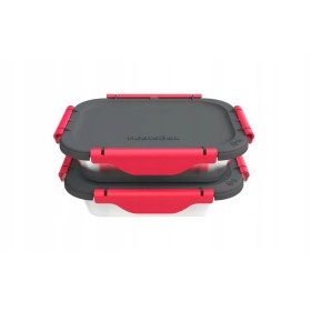 Recipiente HeatsBox INNER DISH SET Vermelho Grafite Prateado Retangular 0,925 l (2 Unidades) de HeatsBox, Armazenamento de al...