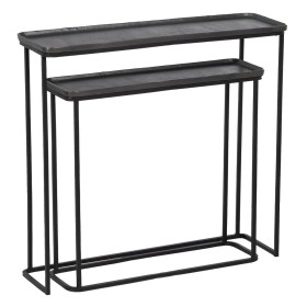 Mesa de apoio DKD Home Decor Prateado Preto Metal MDF (45 x 45 x 39 cm) | Tienda24 Tienda24.eu