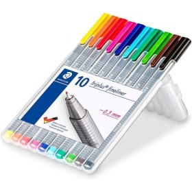 Set of Felt Tip Pens Staedtler 10 Triplus Fineliner 334 Grey Multicolour (10 Pieces) by Staedtler, Fineliners - Ref: M0319810...