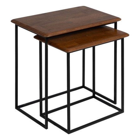 Table d'appoint LAGOM Noir Naturel Fer Bois d'hévéa 60 x 40 x 60 cm 50 x 35 x 53 cm 2 Pièces (2 Unités) | Tienda24 Tienda24.eu