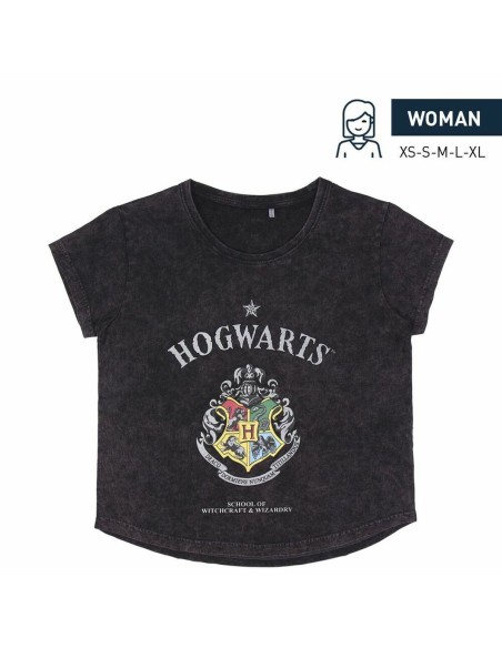 Camisola de Manga Curta Mulher Harry Potter Cinzento Cinzento escuro | Tienda24 Tienda24.eu