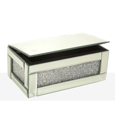 Decorative box Romimex Silver Glass Mirror 21 x 9 x 12 cm | Tienda24 Tienda24.eu