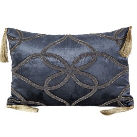 Coussin Romimex Bleu foncé Velours 45 x 10 x 30 cm Broderie | Tienda24 Tienda24.eu