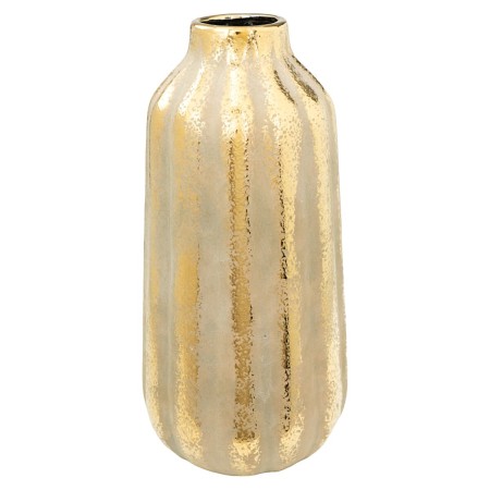 Vaso Romimex Dourado Porcelana Riscas 17 x 35 x 17 cm | Tienda24 Tienda24.eu