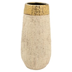 Vaso Romimex Beige Dorato Porcellana 14 x 30 x 14 cm