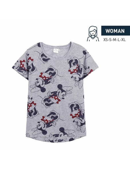 Camiseta de Manga Corta Mujer Minnie Mouse Gris | Tienda24 Tienda24.eu