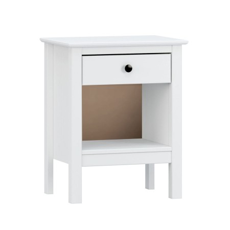 Mesa de Cabeceira Alexandra House Living Branco Metal madeira de pinho 47 x 60 x 35 cm 1 gaveta | Tienda24 Tienda24.eu