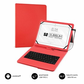 Custodia per Tablet e Tastiera Subblim SUB-KT1-USB002 10.1" Rosso Qwer