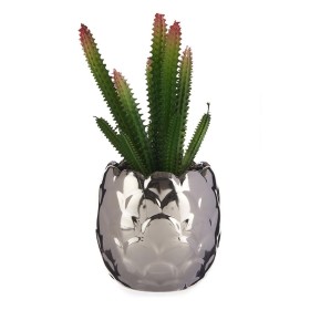 Planta Decorativa Plateado Cactus Cerámica Plástico (8 x 20 x 8