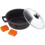 Casserole with glass lid BRA A270328 5,7 L (Ø 28 cm) Black Metal Aluminium Cast aluminium Ø 28 cm Aluminio | Tienda24 Tienda24.eu