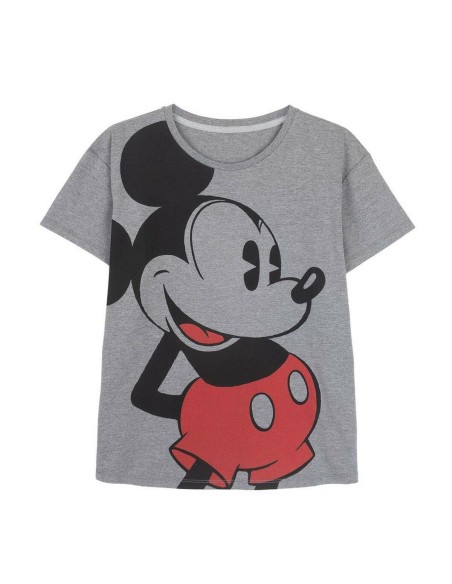 Camiseta de Manga Corta Mujer Mickey Mouse Gris Gris oscuro | Tienda24 Tienda24.eu