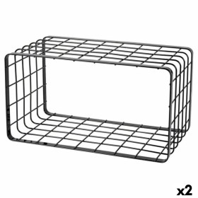 Basket for Kitchen Shelf Black Iron 28 x 12 x 9 cm (8 Units) | Tienda24 Tienda24.eu