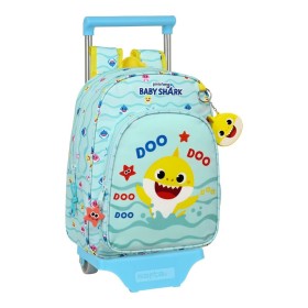 Schulrucksack mit Rädern Baby Shark Beach Day Gelb Hellblau (26