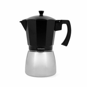 Cafetera Italiana Negro Plateado Acero 4 Tazas | Tienda24 Tienda24.eu