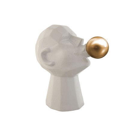 Figurine Décorative Home ESPRIT Blanc Doré Visage 29 x 18 x 30 cm | Tienda24 Tienda24.eu