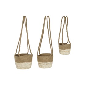 Set di vasi da fiori Home ESPRIT Naturale Marrone Chiaro Juta Moderno