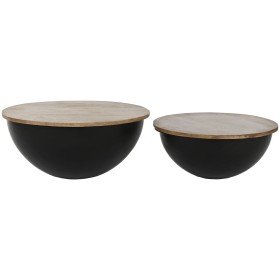 Set of 2 tables DKD Home Decor Black Natural Metal Crystal Plastic 65 x 65 x 63 cm | Tienda24 Tienda24.eu