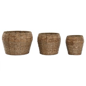 Set of Planters Home ESPRIT Natural Metal Fibre Tropical 32 x 32 x 23 cm | Tienda24 Tienda24.eu