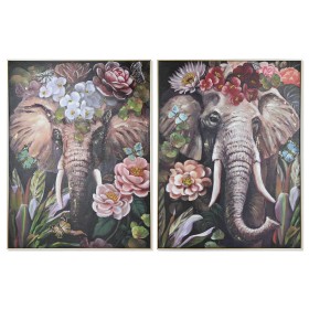 Quadro Home ESPRIT polistirene Tela Elefante Coloniale 92 x 4,5 x 122