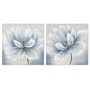 Bild Home ESPRIT Blau Weiß Leinwand Holz MDF Blume Traditionell 40 x 2,5 x 40 cm (2 Stück) | Tienda24 Tienda24.eu