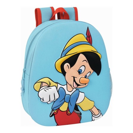 Mochila Escolar 3D Disney Pinocchio Vermelho Azul Claro | Tienda24 Tienda24.eu